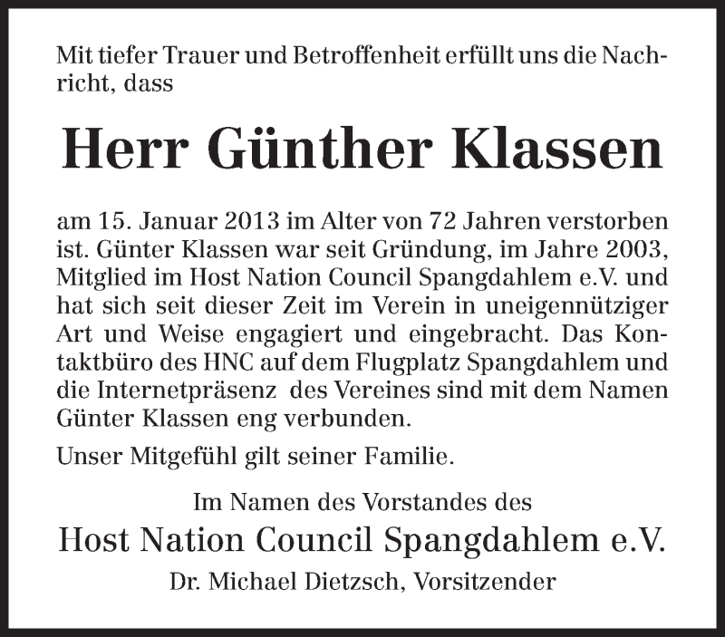 Traueranzeigen Von G Nther Klassen Volksfreund Trauer De