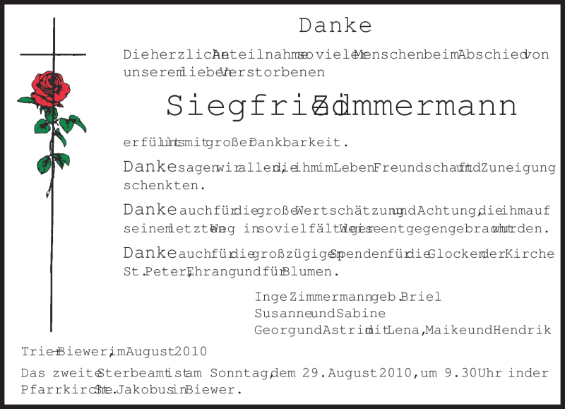 Traueranzeigen Von Siegfried Zimmermann Volksfreund Trauer De