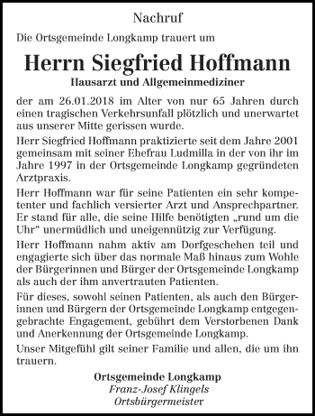 Traueranzeigen Von Siegfried Hoffmann Volksfreund Trauer De