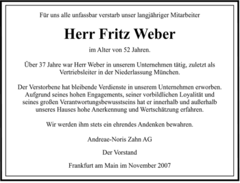 Traueranzeige von Fritz Weber von TRIERISCHER VOLKSFREUND
