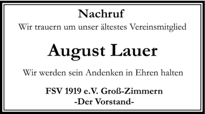  Traueranzeige für August Lauer vom 05.01.2008 aus TRIERISCHER VOLKSFREUND
