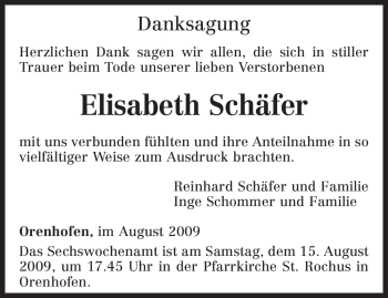 Traueranzeige von Elisabeth Schäfer von TRIERISCHER VOLKSFREUND
