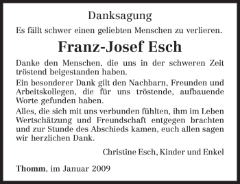 Traueranzeige von Franz-Josef Esch von TRIERISCHER VOLKSFREUND
