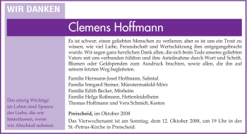 Traueranzeige von Clemens Hoffmann von TRIERISCHER VOLKSFREUND