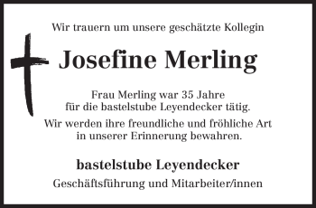 Traueranzeige von Josefine Merling von TRIERISCHER VOLKSFREUND
