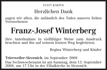 Traueranzeige von Franz-Josef Winterberg von TRIERISCHER VOLKSFREUND