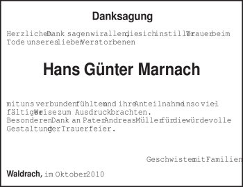 Traueranzeige von Hans Günter Marnach von TRIERISCHER VOLKSFREUND