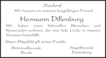 Traueranzeige von Hermann Dillenburg von TRIERISCHER VOLKSFREUND