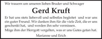 Traueranzeige von Gerd Kruft von TRIERISCHER VOLKSFREUND
