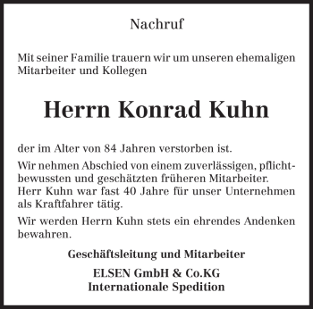 Traueranzeige von Konrad Kuhn von TRIERISCHER VOLKSFREUND