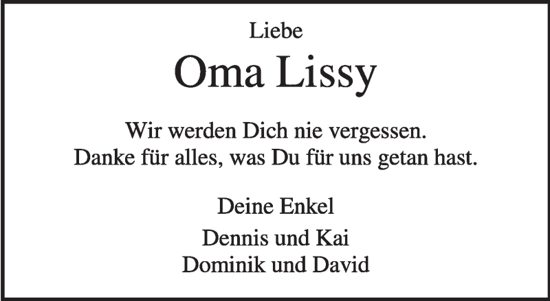  Traueranzeige für Elisabeth Resch vom 18.02.2013 aus TRIERISCHER VOLKSFREUND