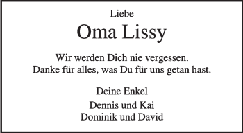 Traueranzeige von Elisabeth Resch von TRIERISCHER VOLKSFREUND