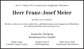 Traueranzeige von Franz-Josef Meier von TRIERISCHER VOLKSFREUND