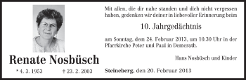 Traueranzeige von Renate Nosbüsch von TRIERISCHER VOLKSFREUND