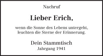 Traueranzeige von Erich  von TRIERISCHER VOLKSFREUND