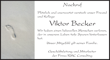 Traueranzeige von Viktor Becker von TRIERISCHER VOLKSFREUND