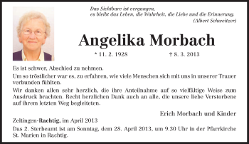 Traueranzeige von Angelika Morbach von TRIERISCHER VOLKSFREUND