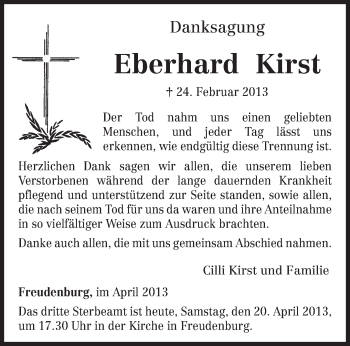 Traueranzeige von Eberhard Kirst von TRIERISCHER VOLKSFREUND