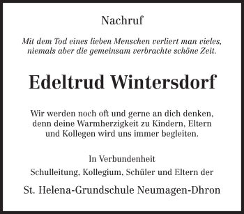 Traueranzeige von Edeltrud Wintersdorf von TRIERISCHER VOLKSFREUND