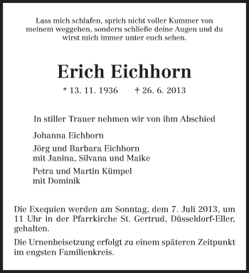 Traueranzeige von Erich Eichhorn von TRIERISCHER VOLKSFREUND