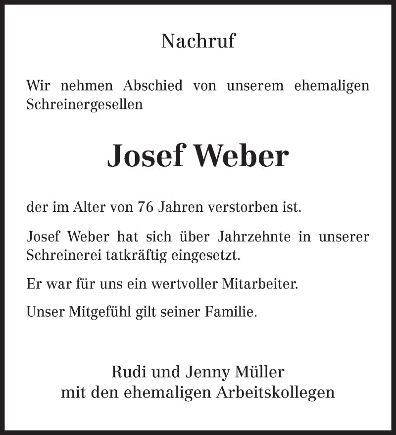  Traueranzeige für Josef Weber vom 08.07.2013 aus TRIERISCHER VOLKSFREUND