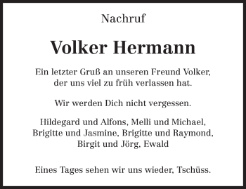 Traueranzeige von Volker Hermann von TRIERISCHER VOLKSFREUND