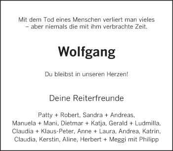 Traueranzeige von Wolfgang  von trierischer_volksfreund