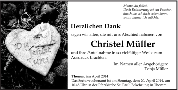 Traueranzeige von Christel Müller von trierischer_volksfreund