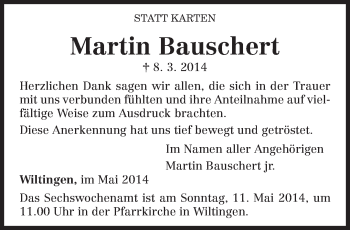 Traueranzeige von Martin Bauschert von trierischer_volksfreund