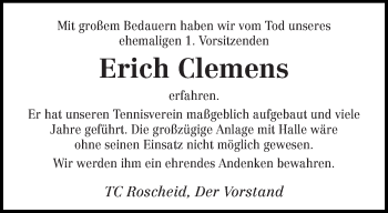 Traueranzeige von Erich Clemens von trierischer_volksfreund