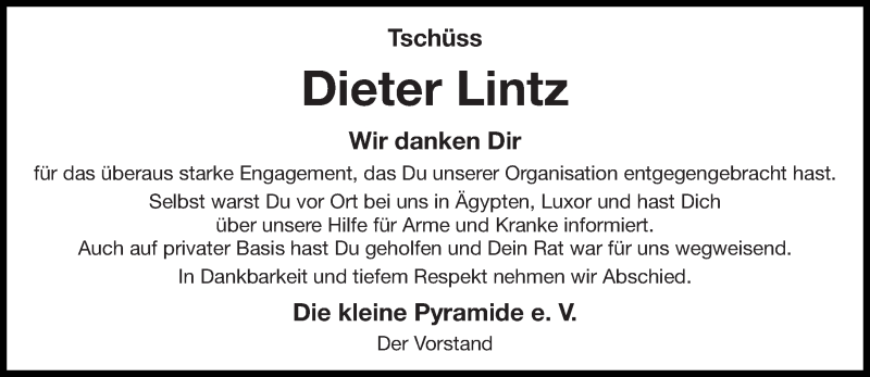  Traueranzeige für Dieter Lintz vom 16.08.2014 aus trierischer_volksfreund