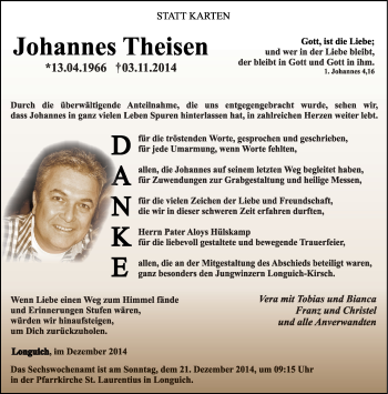 Traueranzeige von Johannes Theisen von trierischer_volksfreund