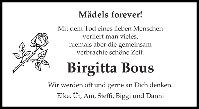  Traueranzeige für Birgitta Bous vom 02.01.2015 aus trierischer_volksfreund