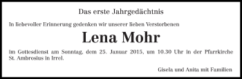 Traueranzeige von Lena Mohr von trierischer_volksfreund