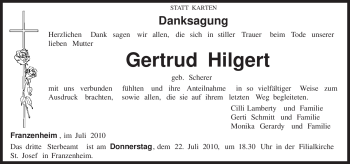 Traueranzeige von Gertrud Hilgert von TRIERISCHER VOLKSFREUND
