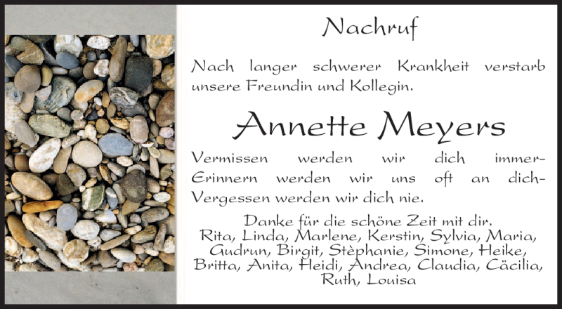  Traueranzeige für Annette Meyers vom 20.02.2012 aus TRIERISCHER VOLKSFREUND