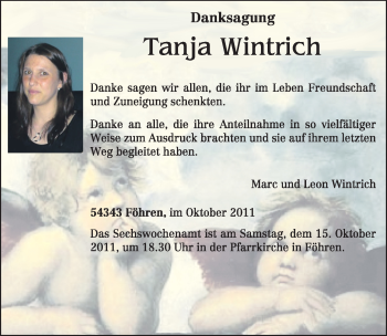 Traueranzeige von Tanja Wintrich von TRIERISCHER VOLKSFREUND