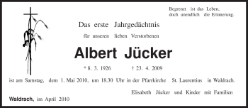 Traueranzeige von Albert Jücker von TRIERISCHER VOLKSFREUND