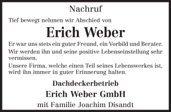 Traueranzeige von Erich Weber von TRIERISCHER VOLKSFREUND