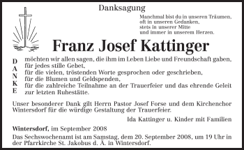 Traueranzeige von Franz Josef Kattinger von TRIERISCHER VOLKSFREUND