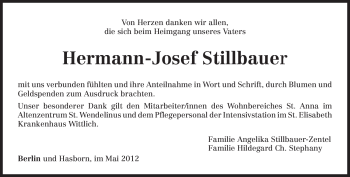 Traueranzeige von Hermann-Josef Stillbauer von TRIERISCHER VOLKSFREUND