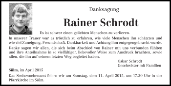 Traueranzeige von Rainer Schrodt von trierischer_volksfreund