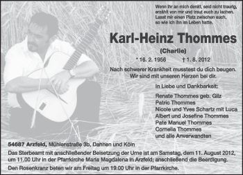 Traueranzeige von Karl-Heinz Thommes von TRIERISCHER VOLKSFREUND