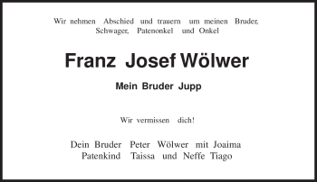 Traueranzeige von Franz Josef Wölwer von TRIERISCHER VOLKSFREUND
