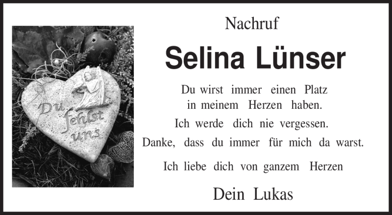  Traueranzeige für Selina Lünser vom 10.11.2011 aus TRIERISCHER VOLKSFREUND