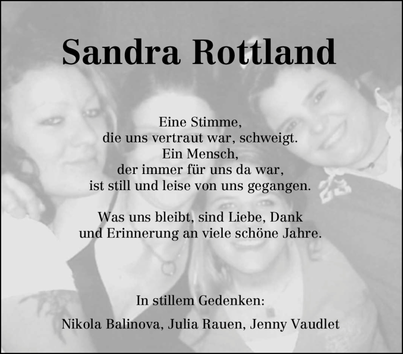  Traueranzeige für Sandra Rottland vom 18.02.2009 aus TRIERISCHER VOLKSFREUND