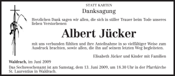 Traueranzeige von Albert Jücker von TRIERISCHER VOLKSFREUND