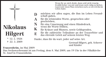 Traueranzeige von Nikolaus Hilgert von TRIERISCHER VOLKSFREUND