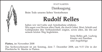 Traueranzeige von Rudolf Relles von TRIERISCHER VOLKSFREUND