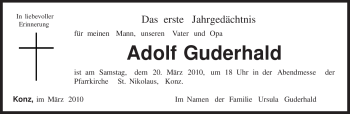 Traueranzeige von Adolf Guderhald von TRIERISCHER VOLKSFREUND